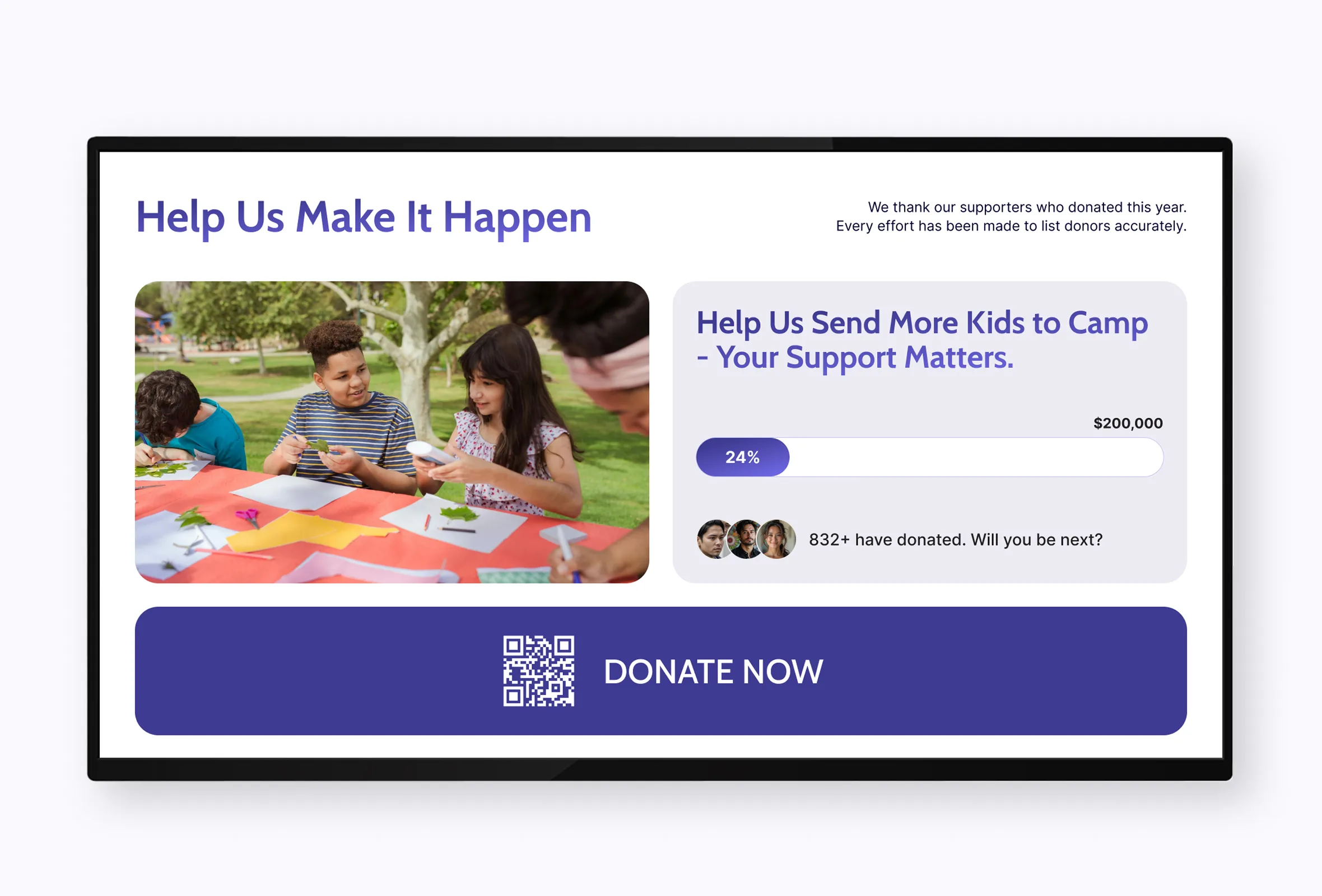 Digital signage for YMCA fundraising
