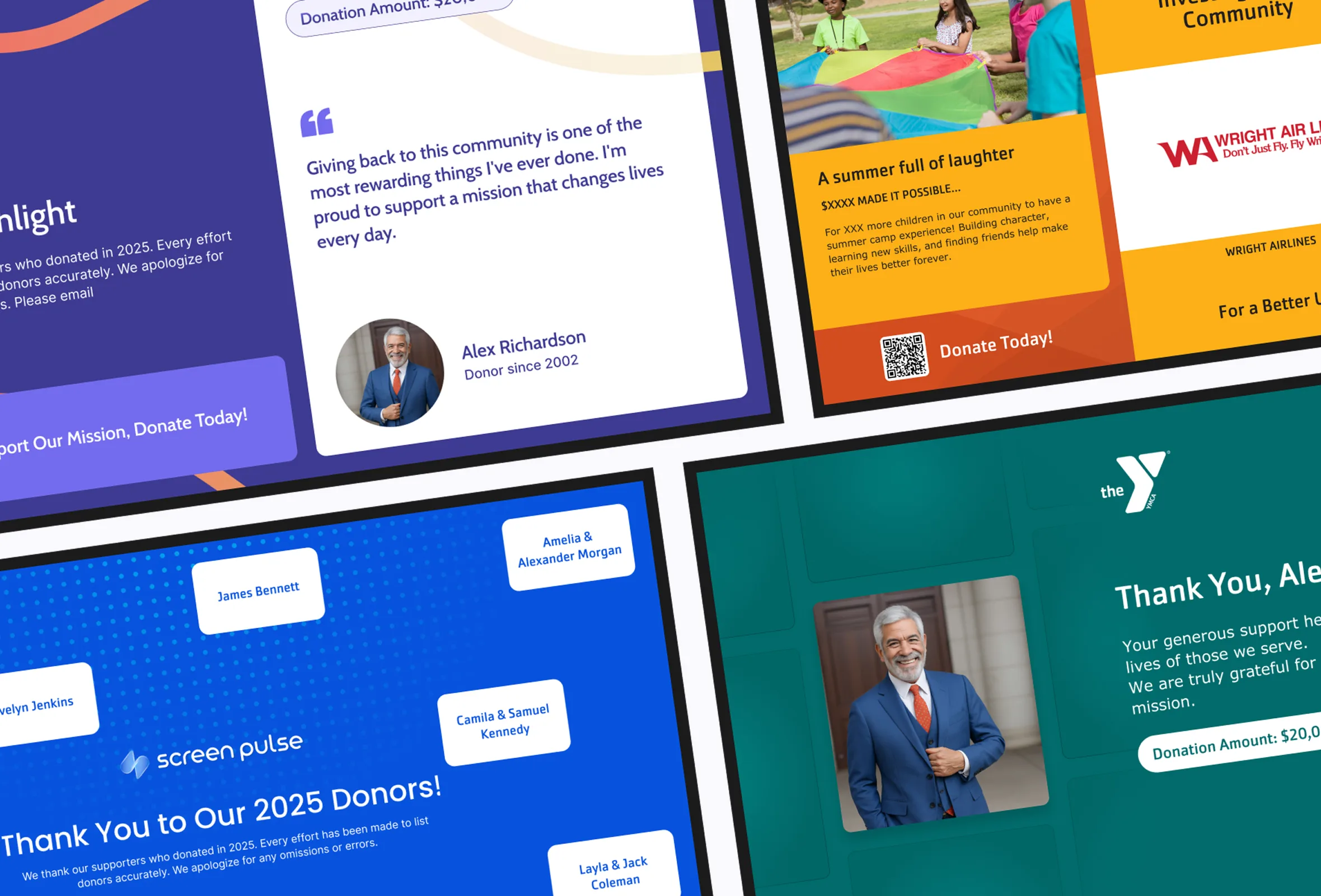 Digital signage for YMCA donor recognition