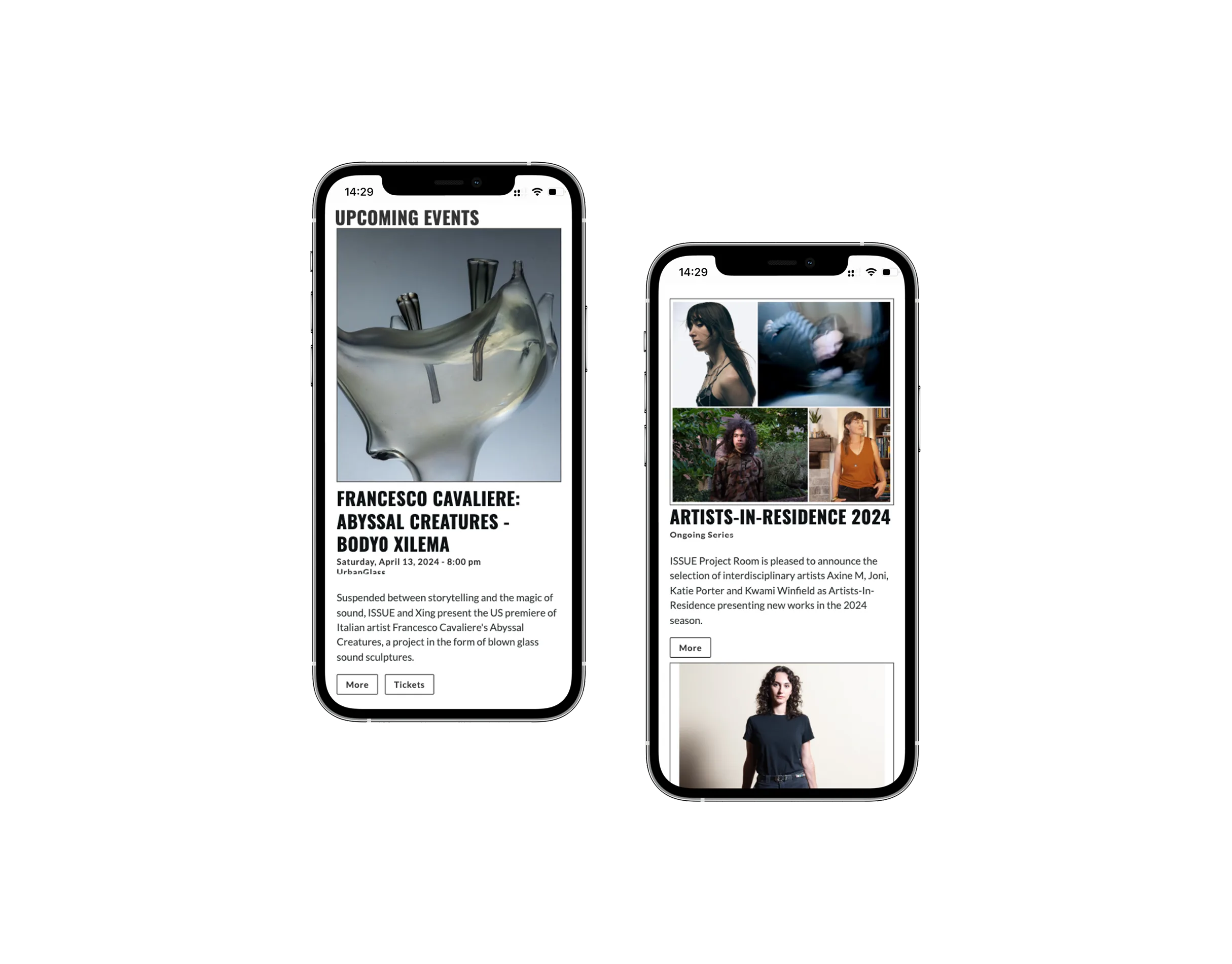 Events grid mobile view