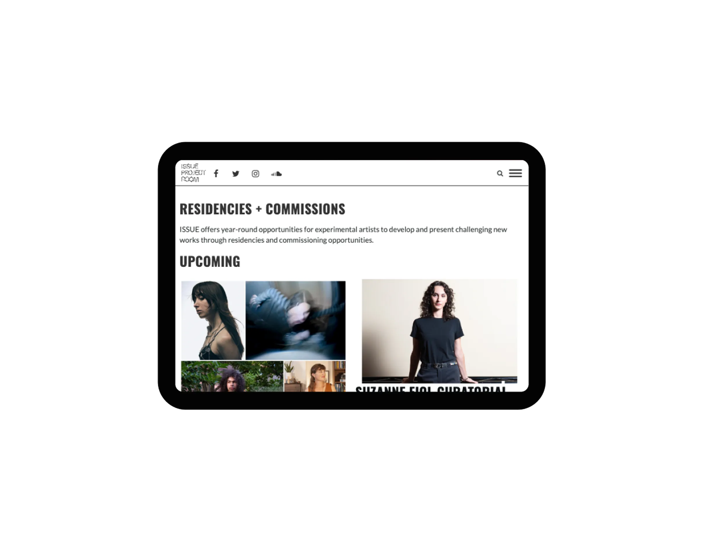 Events tablet view