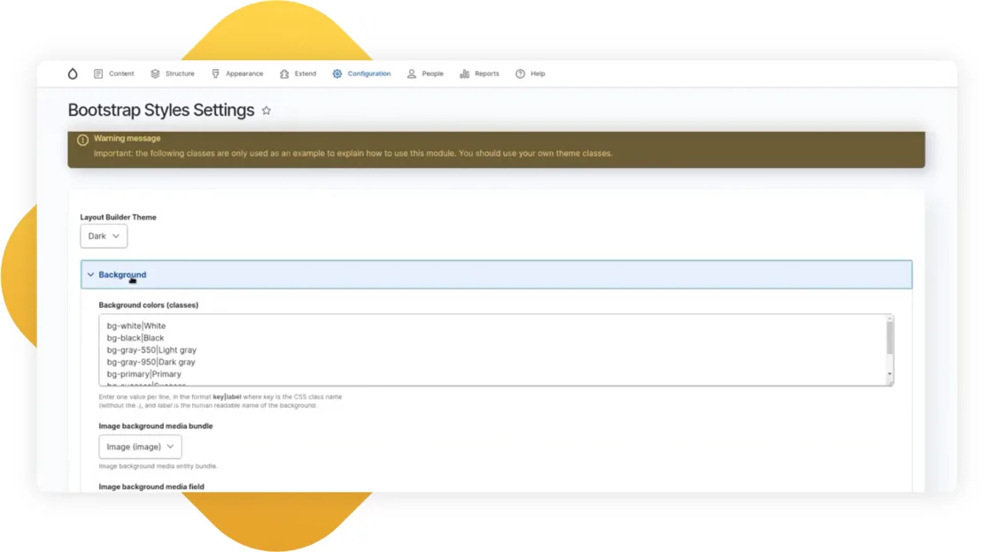 Getting Started with Layout Builder for Drupal 17 15 The same things can be edited using classes on the Bootstrap Styles Settings tab – 1