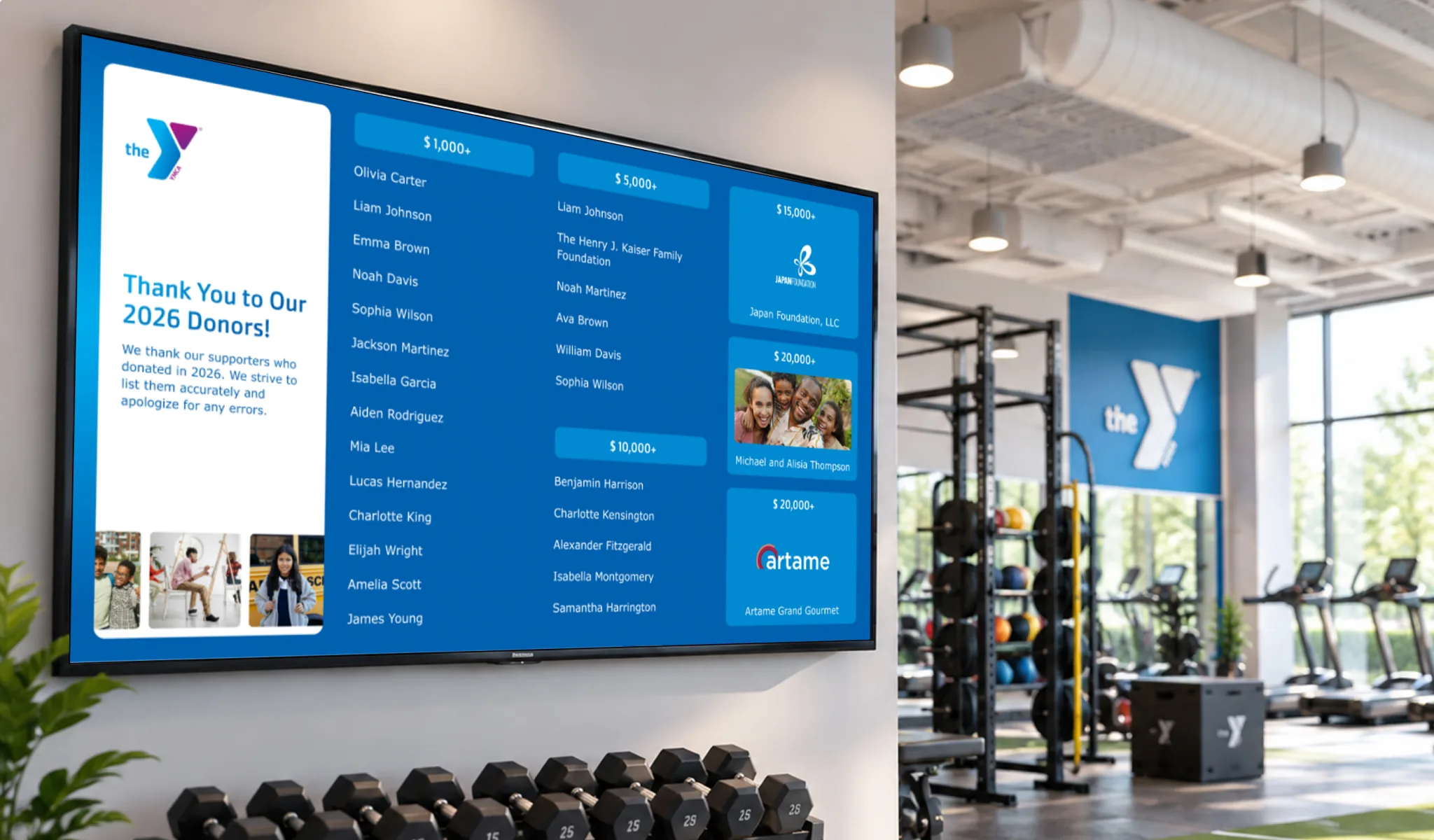 Beyond the donor wall: How YMCAs can use digital signage for donor recognition and fundraising
