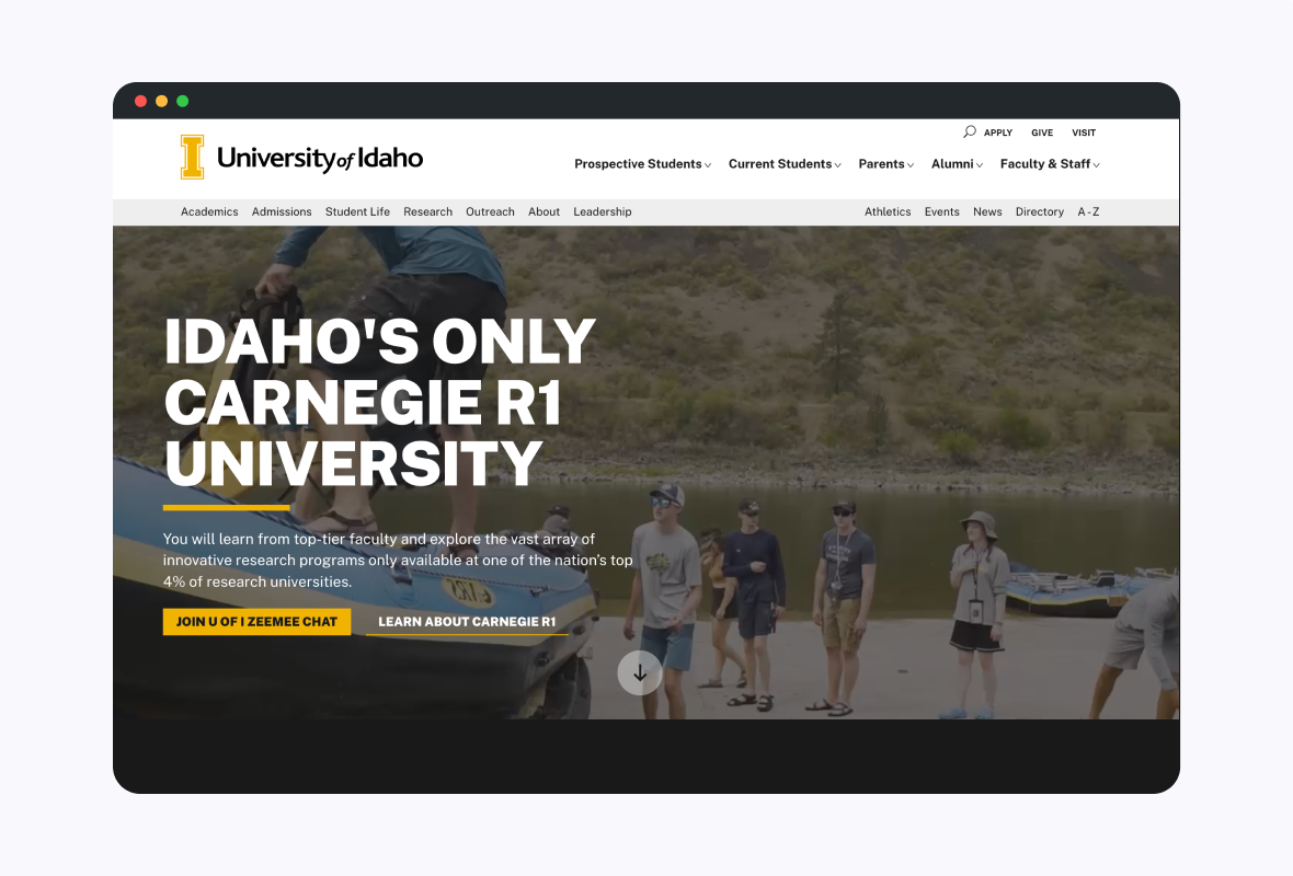University of Idaho website