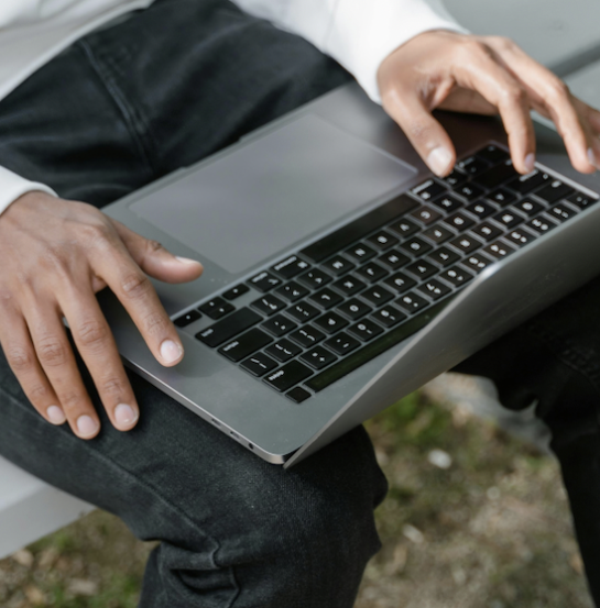 Person working on a laptop